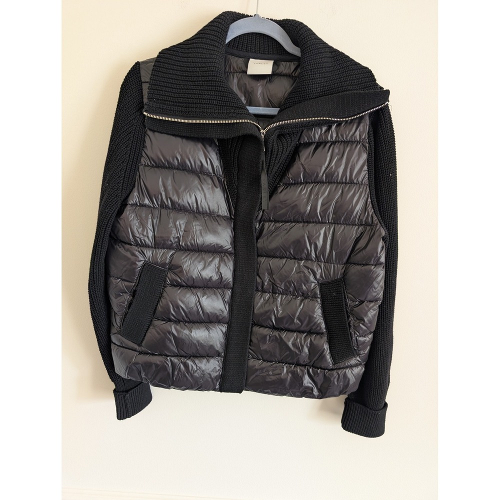 Varley Montrose Zip Through Jacket Black Quilted Puffer Mixed Media Knit Small